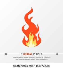 Red hot fire flame emoji heat or spicy food symbol flat vector icon isolated on grey background. Vector Illustration
