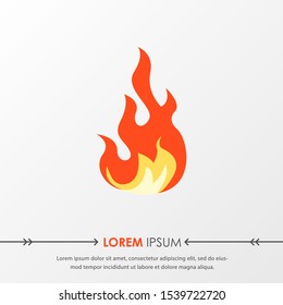Red hot fire flame emoji heat or spicy food symbol flat vector icon isolated on grey background. Vector Illustration