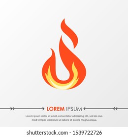 Red hot fire flame emoji heat or spicy food symbol flat vector icon isolated on grey background. Vector Illustration