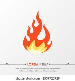 Red hot fire flame emoji heat or spicy food symbol flat vector icon isolated on grey background. Vector Illustration