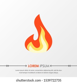 Red hot fire flame emoji heat or spicy food symbol flat vector icon isolated on grey background. Vector Illustration