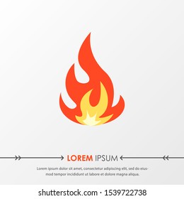 Red hot fire flame emoji heat or spicy food symbol flat vector icon isolated on grey background. Vector Illustration