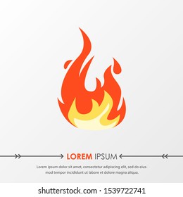 Red hot fire flame emoji heat or spicy food symbol flat vector icon isolated on grey background. Vector Illustration