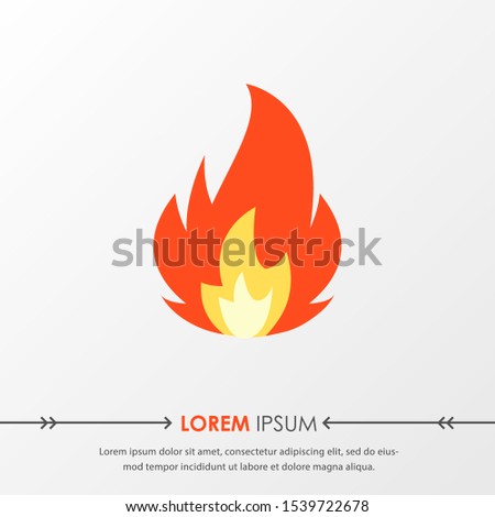 Red hot fire flame emoji heat or spicy food symbol flat vector icon isolated on grey background. Vector Illustration