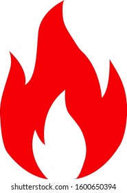 Red hot fire / flame heat or spicy food symbol flat vector icon for apps and websites