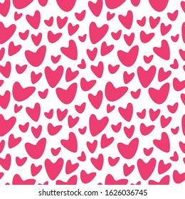 Red hot love romantic hearts symbol on the white background vetor seamless pattern.