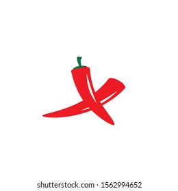 Red hot natural chili icon Template vector Illustration