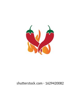 Red hot natural chili icon Template vector Illustration