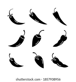 Red hot natural chili icon set vector