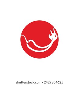 Red hot natural chili icon Template vector Illustration