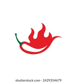 Red hot natural chili icon Template vector Illustration