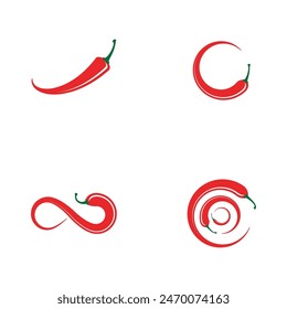 Red hot natural chili icon Template vector Illustration
