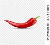 Red hot natural chili pepper pod realistic image with shadow vector illustration. Design for grocery, culinary products, seasoning and spice package, recipe web site decoration, cooking book.