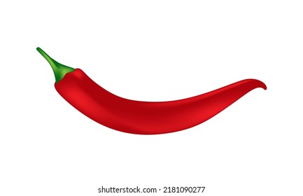 Red hot natural chili pepper 3d. Design for food, culinary products, condiments and spices package, recipe website design, cookbook. Vector eps10
