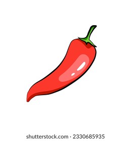 Ilustración de chile natural caliente rojo. Diseño para comestibles, productos culinarios, condimentos y especias, decoración de sitios web de recetas, libro de cocina. Icono de vector