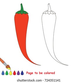 Red Hot Pepper para ser coloreado, el libro para colorear para niños en edad preescolar con fácil nivel de juego educativo.