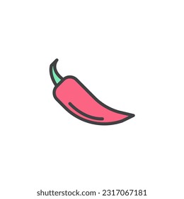 Red hot pepper filled outline icon, line vector sign, linear colorful pictogram isolated on white. Symbol, logo illustration. Vector graphics