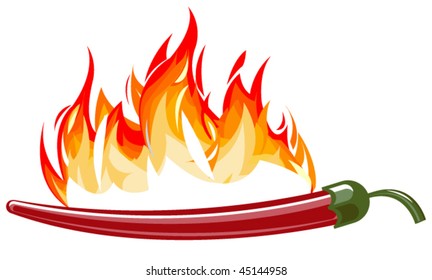 Red hot pepper with flames