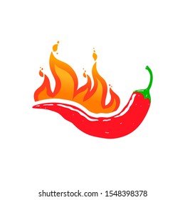 Red hot pepper with flames. Vector illustration