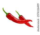 Red hot pepper in flat design. Spice ingredient, chili or cayenne condiment. Vector illustration isolated.