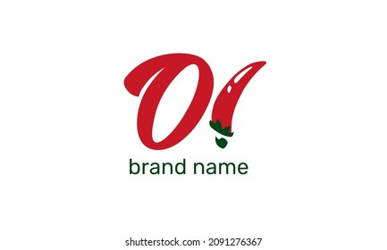 red hot pepper in the form of an exclamation mark. logo for cafe or street food