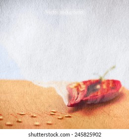 red hot pepper, grunge vector background