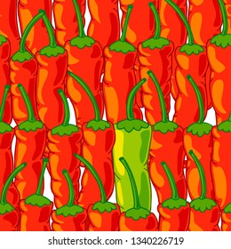 Red hot pepper. Hand drawn cartoon texture.