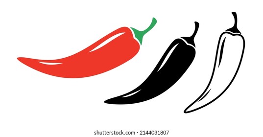 Red hot pepper icon. A symbol of sharp, burning and hot. Cook seasoning ingredient. Isolated vector illustration on a white background.