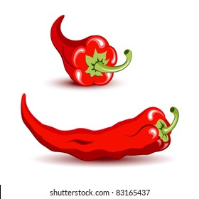 Red hot pepper icons on white background. Raster version available in my portfolio