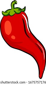 Red hot pepper, illustration, vector on white background.