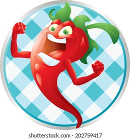 Red hot pepper on table cloth