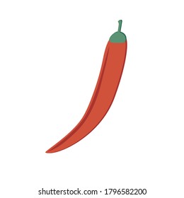 Red, hot pepper on a white background. Vegetable. Illustration.