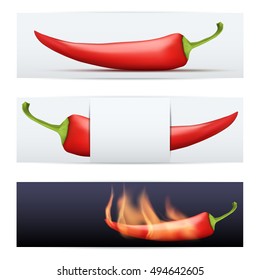 Red Hot Pepper pattern food banners template. Vector illustration Isolated on white background.