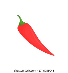 Red hot pepper pod cartoon vector illustration. Raw spicy vegetable flat color object. Food containing vitamins, potassium, fiber. Healthy foodstuff. Culinary product isolated on white background