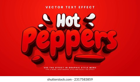 Red hot peppers, 3d editable vector text effect.