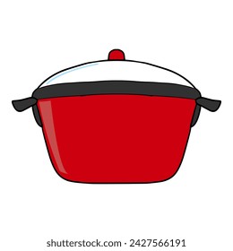 red hot pot illustration hand drawn colored vector
