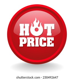 Red hot price button on white background