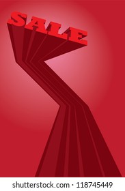 Red Hot sale in 3D. Vector illustration.