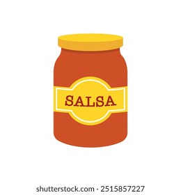 Tarro de salsa roja caliente. Icono de especias. Ilustración vectorial de salsa.