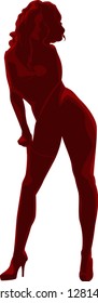 Red hot striptease girl. Vector illustration