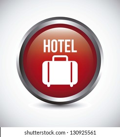 red hotel button over gray background. vector illustration