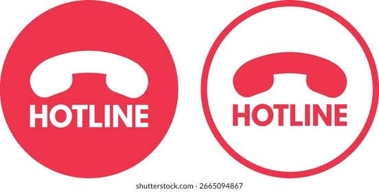 Ícone de botão vermelho da linha direta definido em cor vermelha . Botão Hotline com ícone de chamada . Ilustração vetorial