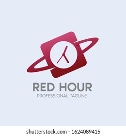 red hour vector logo design template