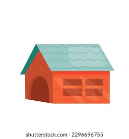 Casa roja, granero. Ilustración dibujada a mano por vectores.