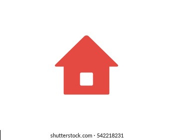 Red house icon on white background