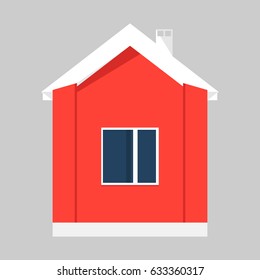 Red house isolated. Flat style vector illustration