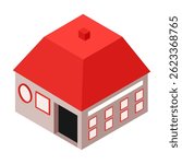 Red House Isometric for Market or Event Booth Design.