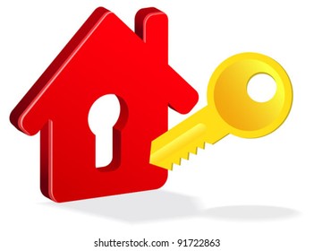 Red house with a key