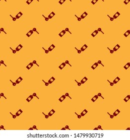 Red House with key icon isolated seamless pattern on brown background. The concept of the house turnkey.  Vector Illustration
