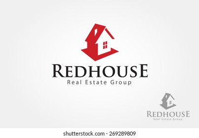 Red house logo design for real estate property industry.